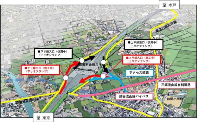 三郷料金所スマートIC、東京方面への全方向アクセスが可能に！令和6年度内に開通予定