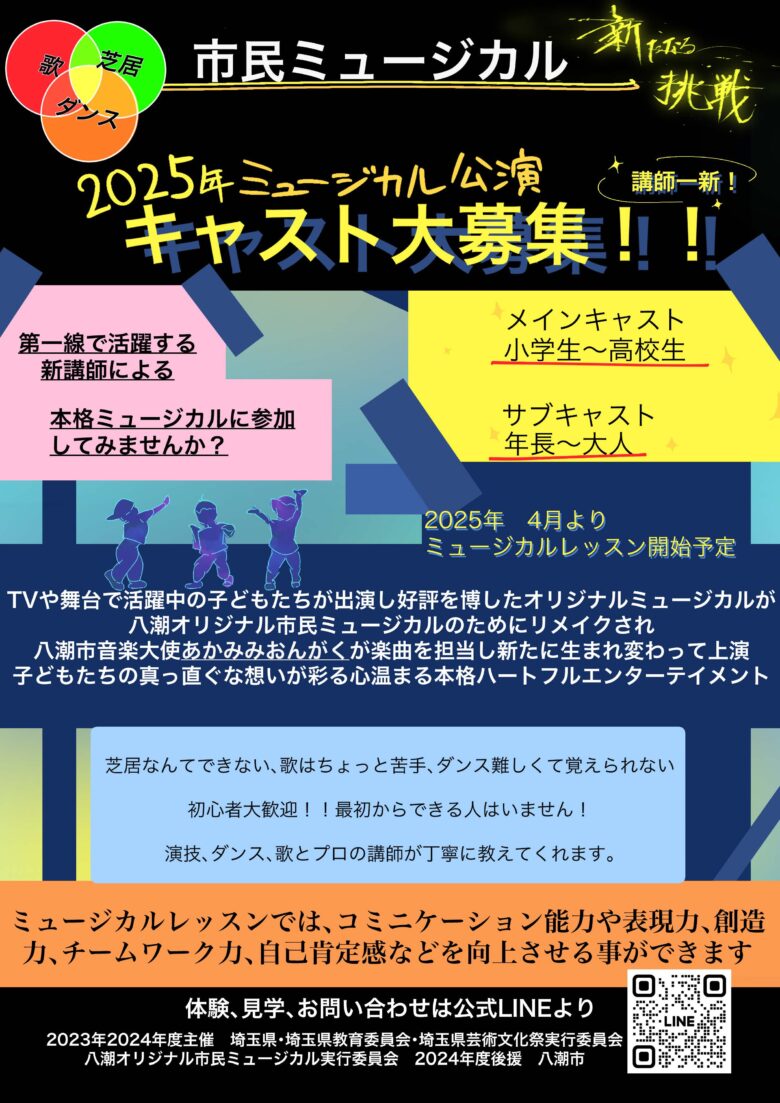 新生！八潮オリジナル市民ミュージカルが2025年9月公演に伴う新キャストを大募集！！