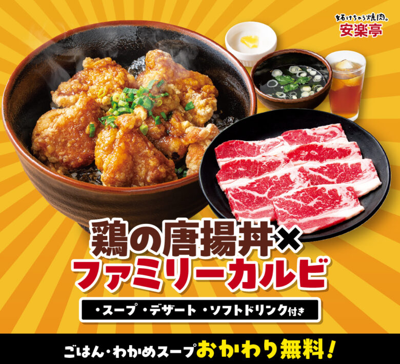 安楽亭、平日夜限定「肉丼＆焼肉セット」登場！税込1,078円でボリューム満点
