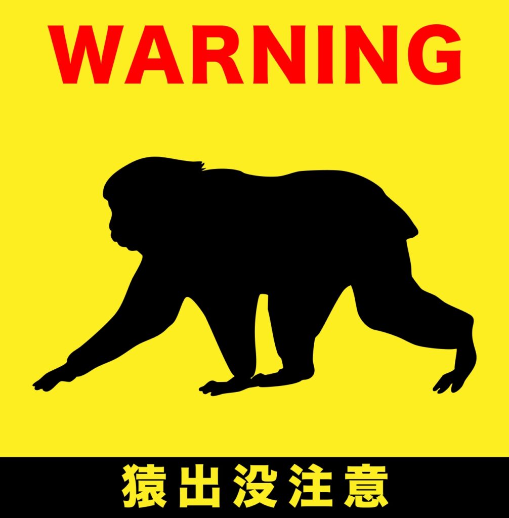 サル（同封NG）　画像ご確認下さい Amazon | サル出没!!サルにエサをあたえないで!!注意 危険 錫板金属