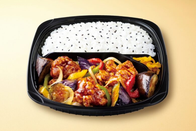 鶏となすの黒酢あん弁当