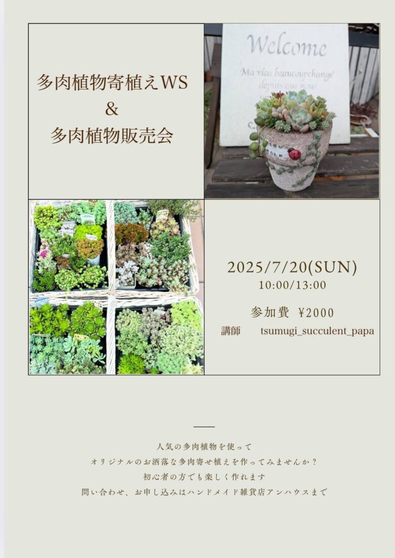 多肉植物に癒される休日！八潮市「アンハウス」で寄せ植えワークショップ開催