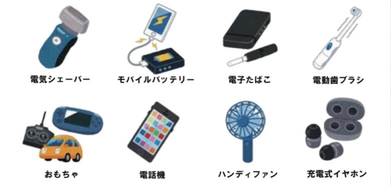 リチウムイオン電池が入っている主な製品