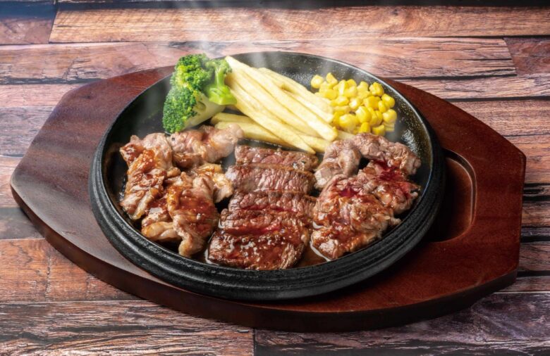 『トリプルステーキ180 <各60g>』ソース＆ライスつき 1,800円
