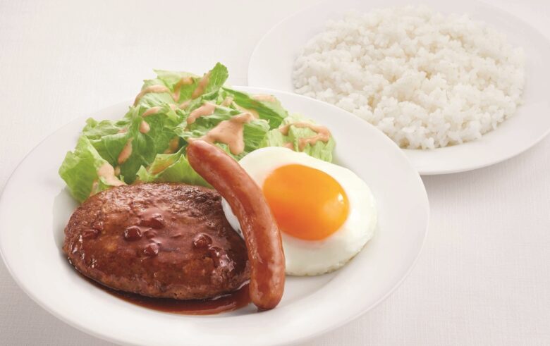 ソーセージエッグハンバーグプレート