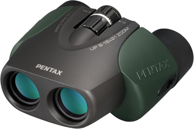 PENTAX 双眼鏡 UP 8-16×21 グリーン 【ライブ コンサート スポーツ観戦】【野鳥観察】【推し活】【8倍から16倍のズーム】【高級プリズム Bak4搭載】【メガネの方も見やすい・スライド式接眼目当て】【フルマルチコーティング】 メーカー保証1年 ペンタックス 61963