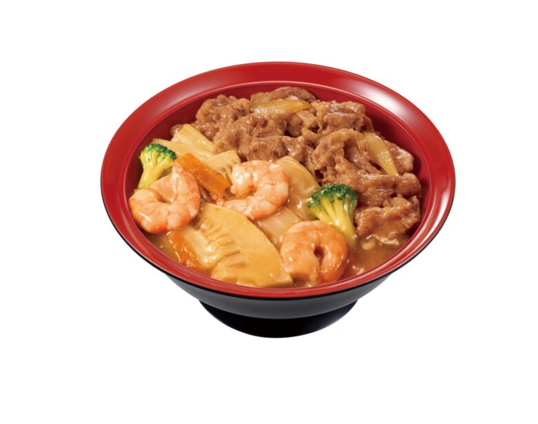 すき家、ぷりぷり海老と彩り野菜の「エビ中華丼」発売　牛あいがけやおんたまも登場