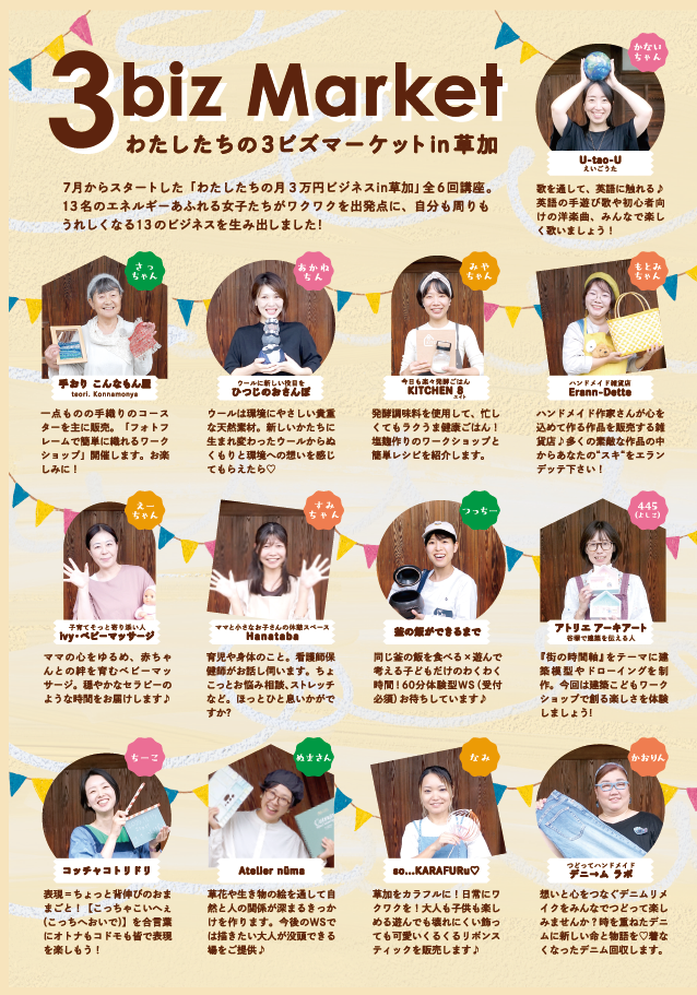 草加の女性たちが輝く！3ビズマーケット＆出張さいかちどマーケット＆Heartland Market開催