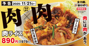 【10万食限定】かつやに“肉on肉”の豪快新作「肉ライス」登場！11月21日(金)発売