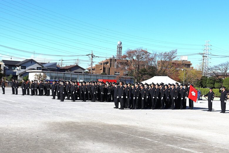 八潮市消防団が総力集結 12月7日(日)に八條小学校で「消防団特別点検」開催