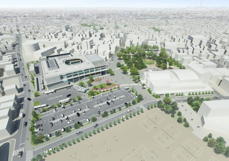 八潮市役所　新庁舎北側駐車場及びバスロータリー等の整備