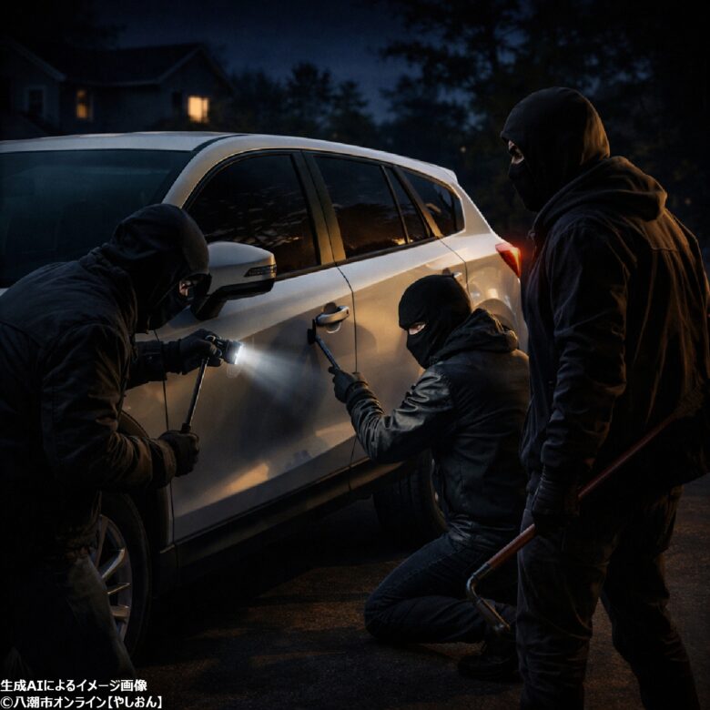 自動車盗難　不審者　