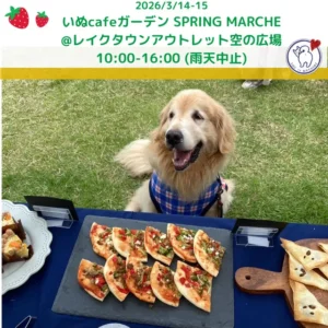 春の青空で愛犬と楽しむ「いぬcafeガーデン SPRING MARCHE」　レイクタウンアウトレットで開催