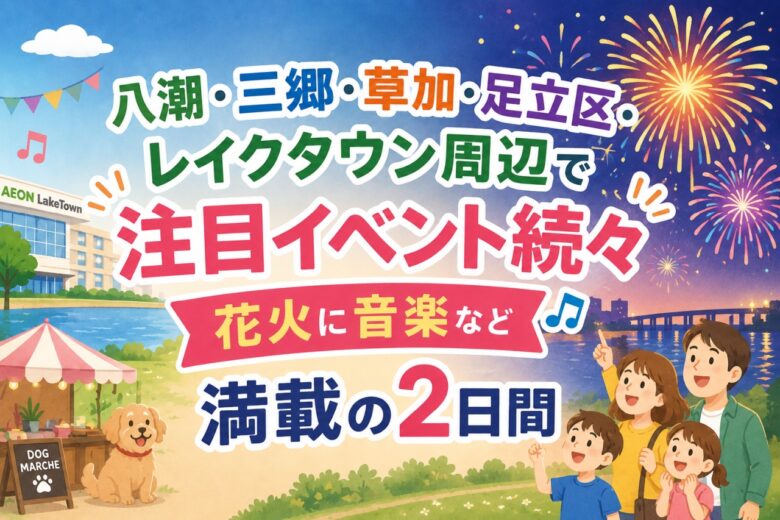 【週末イベントまとめ】5月30日(土)31日の八潮・草加・レイクタウン周辺で注目イベント続々　花火に音楽など満載の2日間