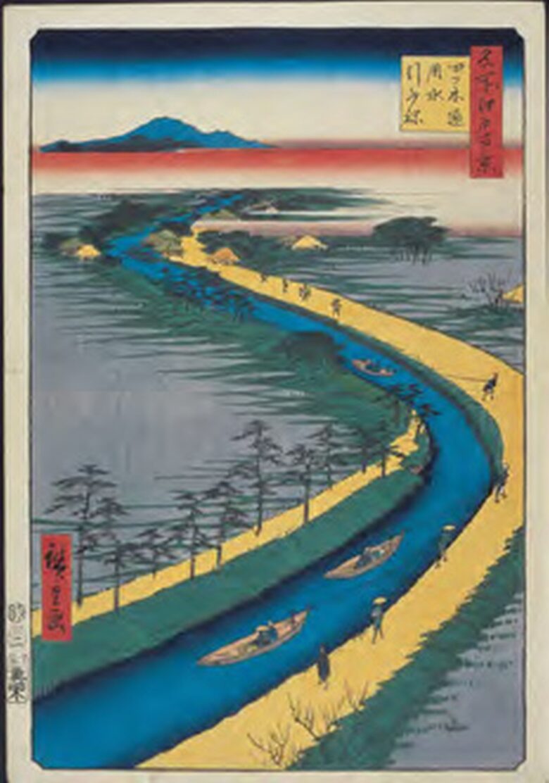 名所江戸百景「四ツ木通用水引」歌川広重画（1857 年）