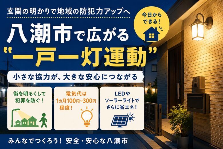 八潮市で広がる「一戸一灯運動」 玄関の明かりで地域の防犯力アップへ