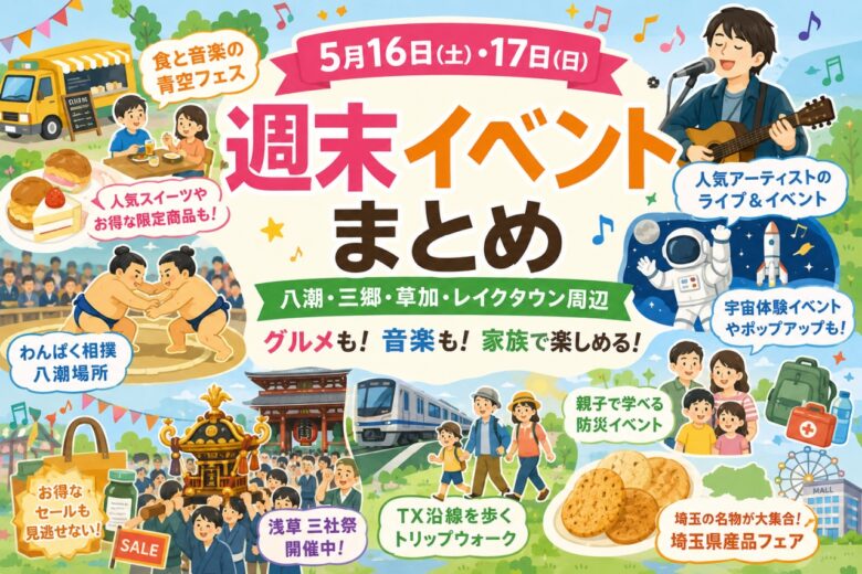 【週末イベントまとめ】5月16日・17日は八潮周辺がおでかけ日和！グルメ・音楽・親子イベントまで注目企画が続々