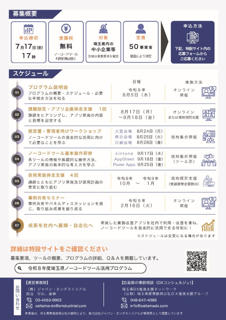 埼玉県が県内中小企業向け「ノーコードツール活用プログラム」参加者を募集 業務改善アプリ開発を無料で伴走支援