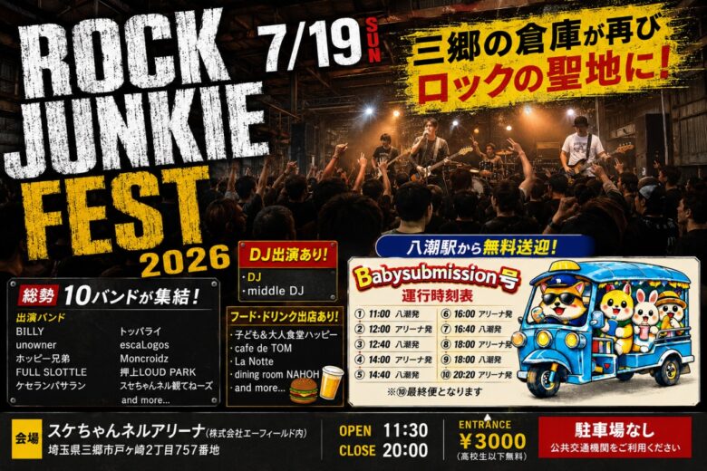 三郷の工場が一日限りのロックフェス会場に　「ROCK JUNKIE FEST 2026」7月19日開催