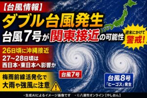【台風情報】ダブル台風発生　台風7号が関東接近の可能性　週末は大雨や強風に注意