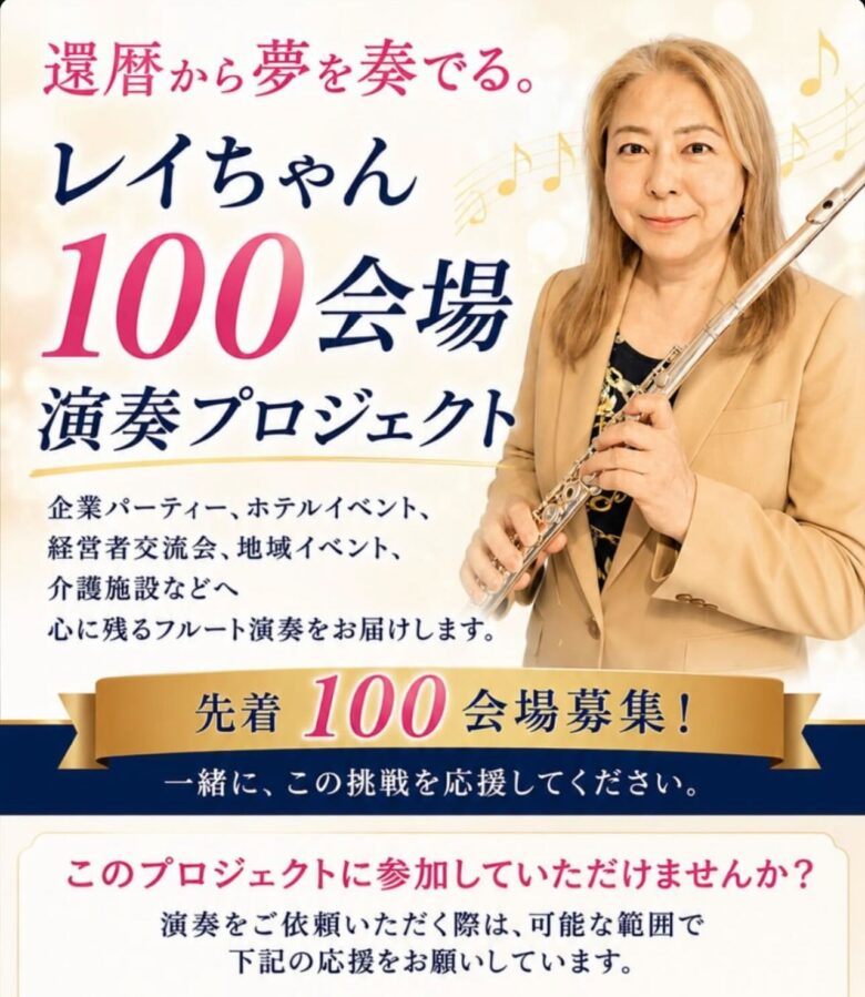 八潮市の人気洋菓子店「る・菓壇」でフルート演奏会開催 “100会場演奏プロジェクト”挑戦中のレイちゃんが来店