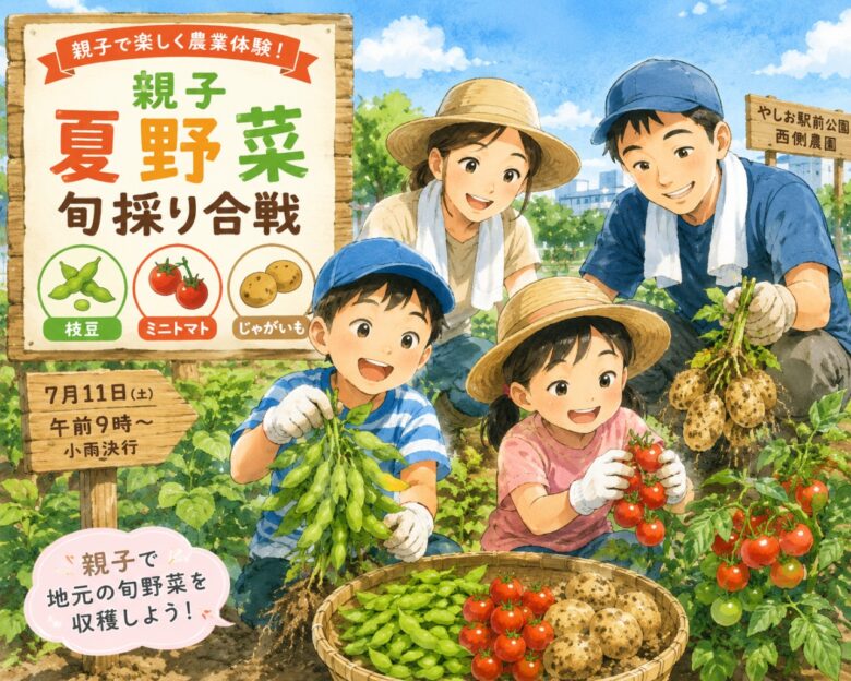 【八潮市】枝豆・ミニトマト・じゃがいもを収穫！「親子夏野菜旬採り合戦」参加者募集