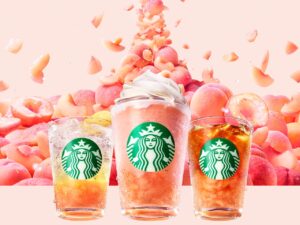 スターバックスに桃の季節到来！3種の新作ビバレッジと白桃タルトが6月24日発売