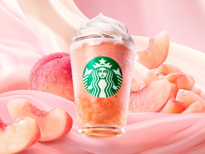 スターバックスに桃の季節到来!3種の新作ビバレッジと白桃タルトが6月24日発売