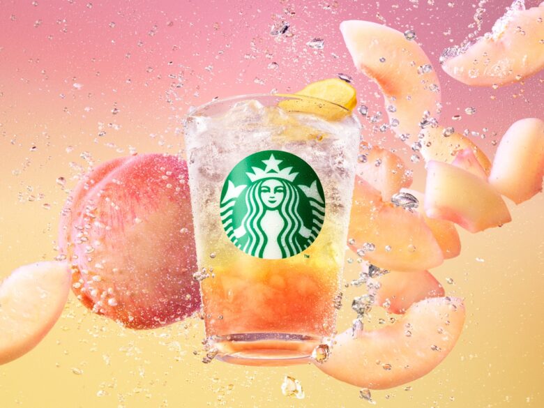 スターバックスに桃の季節到来!3種の新作ビバレッジと白桃タルトが6月24日発売