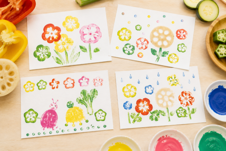 \親子でぺたぺた♪/ お野菜スタンプでポストカードを作ろう!