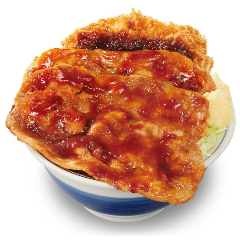 大判豚の生姜焼きとチキンカツの合い盛り丼(トリプル)
