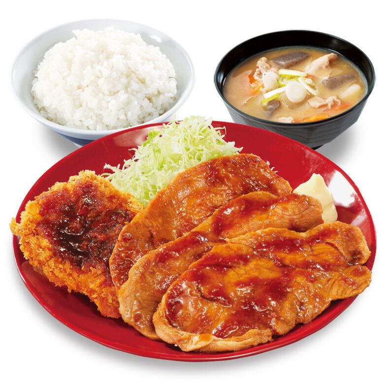 大判豚の生姜焼きとチキンカツの合い盛り定食(トリプル)