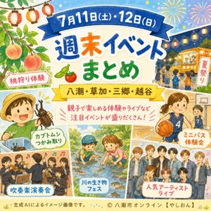 【7月11日・12日】八潮・草加・三郷・越谷の週末イベントまとめ　桃狩り体験からBUDDiiSライブまで注目イベント満載！