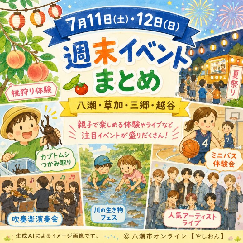 【7月11日・12日】八潮・草加・三郷・越谷の週末イベントまとめ 桃狩り体験からBUDDiiSライブまで注目イベント満載!