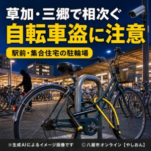 草加市・三郷市で自転車盗の届け出相次ぐ　駅前や集合住宅の駐輪場で被害