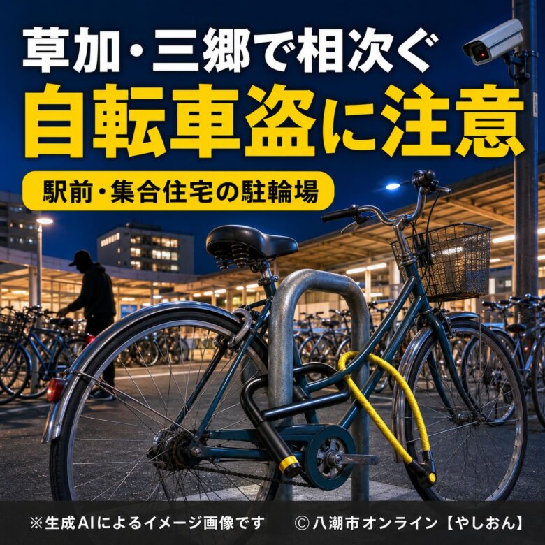 草加・三郷で自転車盗の届け出相次ぐ　駅前や集合住宅の駐輪場で被害