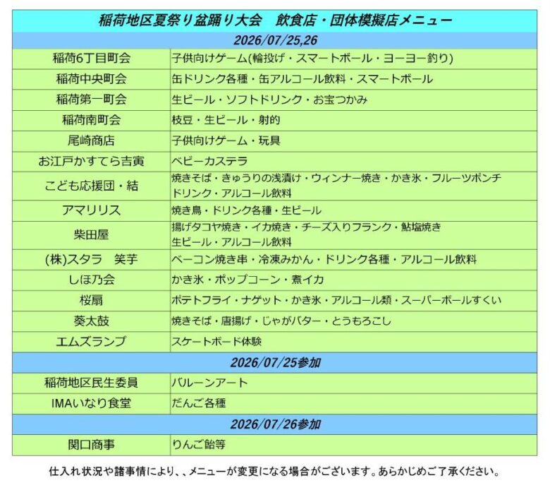草加・稲荷小学校で「第三回 夏祭り」開催へ　盆踊りに花火、屋台やキッチンカーも集結！