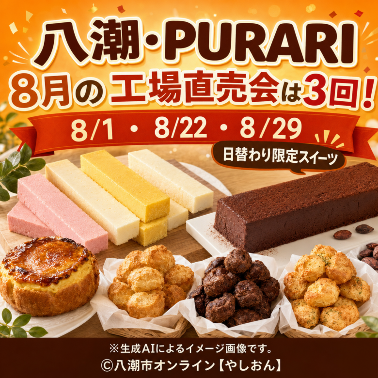 八潮の人気ケーキ工場「PURARI」で8月に直売会を3回開催!日替わりの限定スイーツも