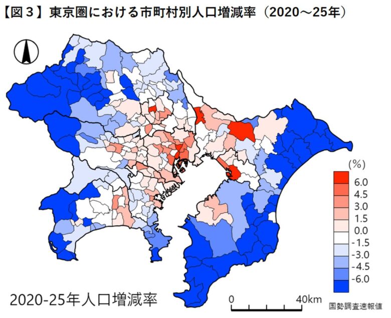 東京圏の人口が初の全国3割超へ　埼玉県は減少、草加市は増加が続く