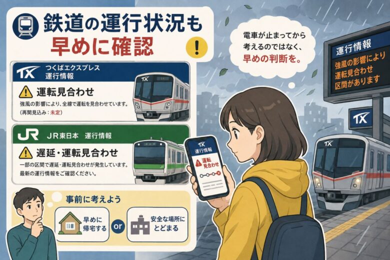 鉄道の運行状況も早めに確認