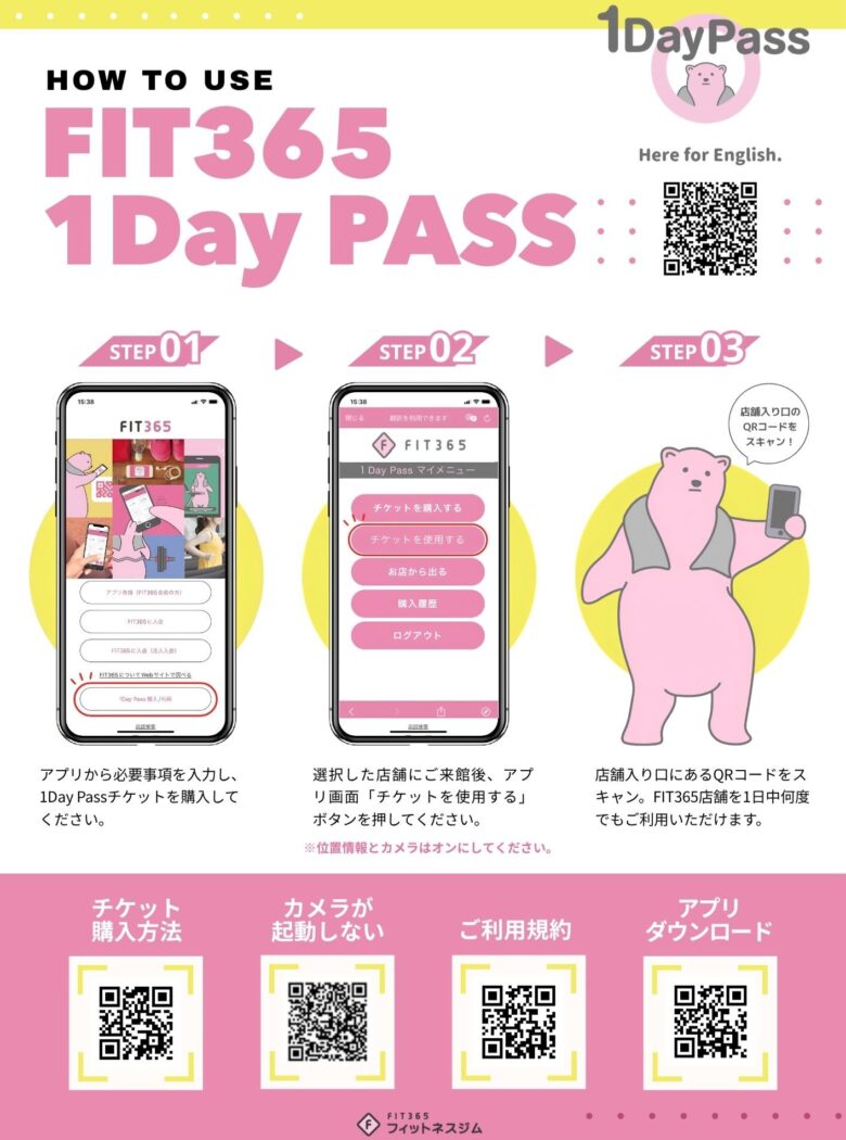 【FIT365八潮】入会不要で1日使い放題!税込1,320円の「1Day Pass」がはじまりましたよ