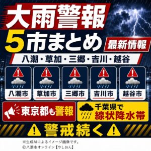 【大雨警戒】八潮・草加・越谷で大雨・氾濫警報　千葉では線状降水帯が発生