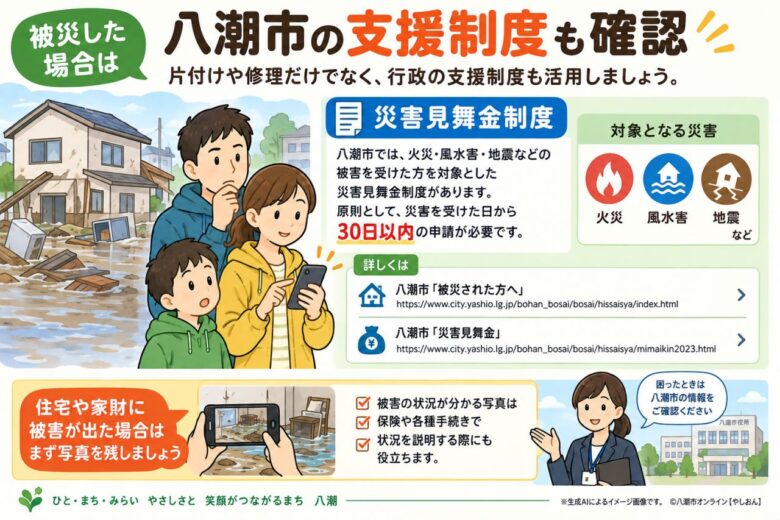 被災した場合は八潮市の支援制度も確認