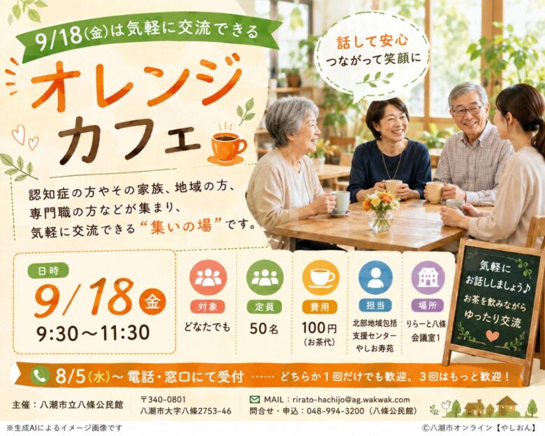 9月18日は気軽に交流できる「オレンジカフェ」