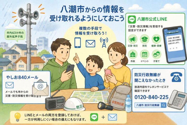 八潮市からの情報を受け取れるようにしておこう