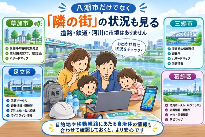 八潮市だけでなく「隣の街」の状況も見る