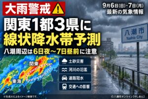 【大雨警戒】関東1都3県に線状降水帯予測　八潮周辺は6日夜～7日昼前に注意