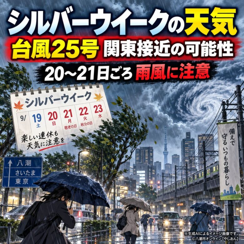台風25号、シルバーウイークに関東へ接近予想　東京・埼玉・八潮は21日前後に雨風警戒