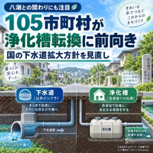 下水道は“広げる”だけではない時代へ　105市町村が浄化槽転換に前向き、八潮市の現状