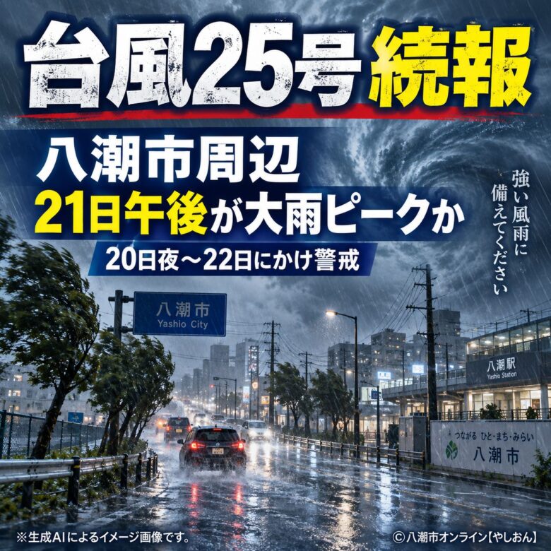 【続報】台風25号、21日午後が大雨のピークか 八潮・草加・三郷など自治体も警戒態勢へ